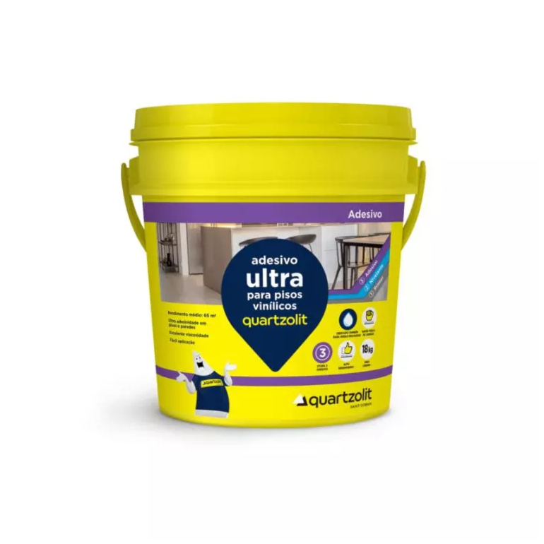 Adesivo Ultra Vinílico Galão 4Kg Branco Quartzolit
