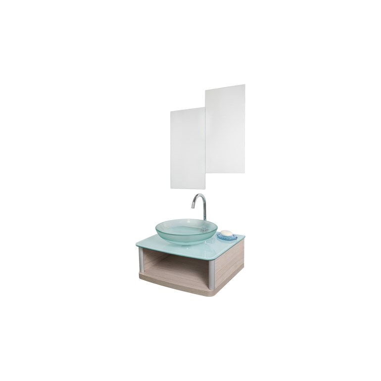 Bancada de Banheiro com Cuba e Espelho Wood Amadeirado Cris Metal