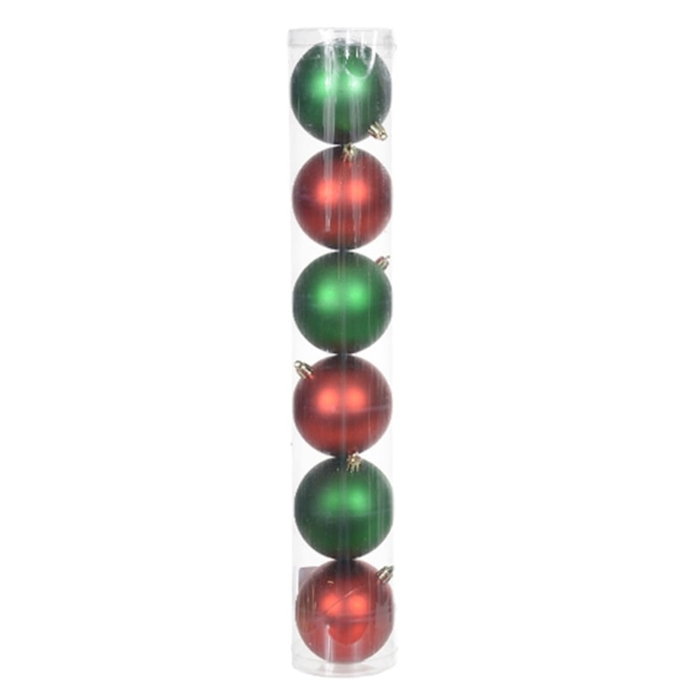 Bola Natal com 6 Unidades Mista Vermelha e Verde 8cm