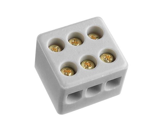 Conector Multiplo de Porcelana Tripolar 6mm Bemfixa