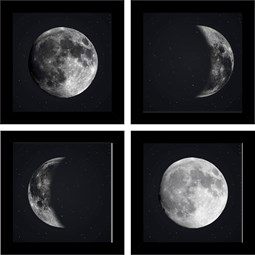 Conjunto De 4 Quadros S/Vidro 19X19 Fases Da Lua Art Conceito