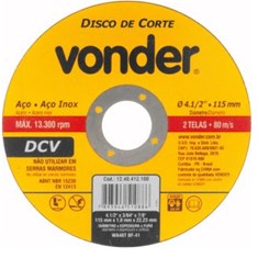 Disco Corte DCV 115,0x1,0x22,23mm Vonder