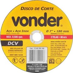 Disco Corte DCV 180,0x1,6x22,23mm Vonder