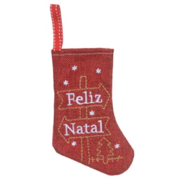 Enfeite de Meia Feliz Natal Vermelho 14cm