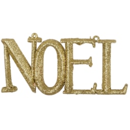 Enfeite de Noel com Glitter Dourado 13X5,5cm