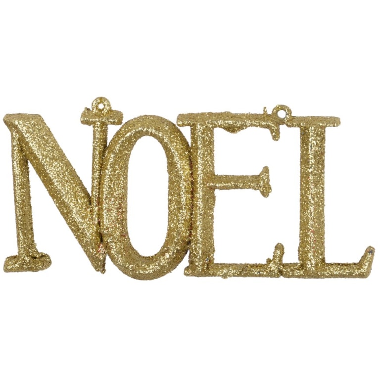 Enfeite de Noel com Glitter Dourado 13X5,5cm