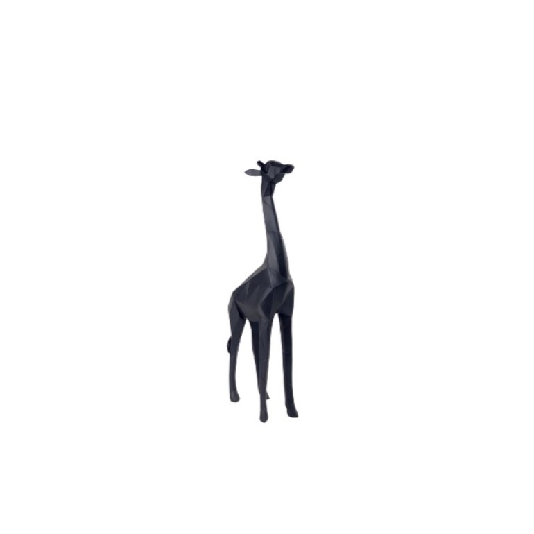Escultura Girafa em Poliresina Preto 5cm x 30cm x 12cm Mart