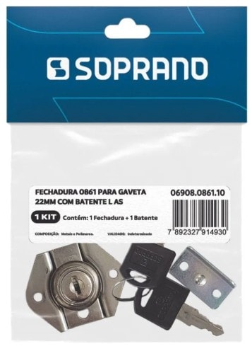 Fechadura 0861 para Gaveta 22mm Soprano