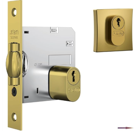 Fechadura 1005 Tetra Rolete Roseta Quadrada Gold