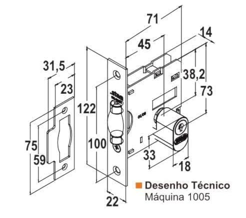 Fechadura 1005 Trinco Rolete Roseta Quadrada Black