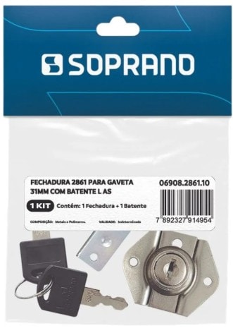 Fechadura 2861 para Gaveta 31mm Soprano