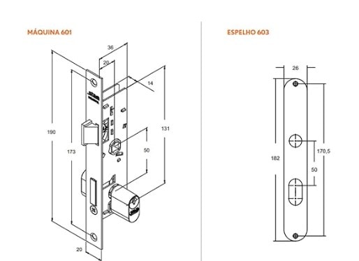 Fechadura 603/11 Broca 20 Externo Inox Stam