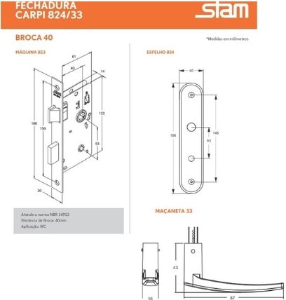 Fechadura 804/33 Preto Fosco G Carpi Stam