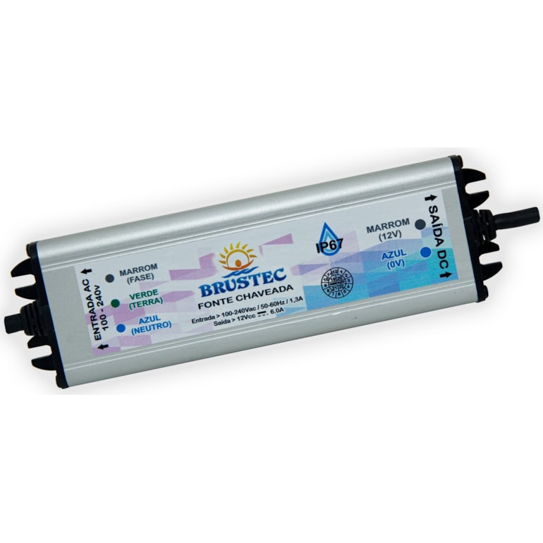 Fonte de 6A 12V Blindada 72W Brustec
