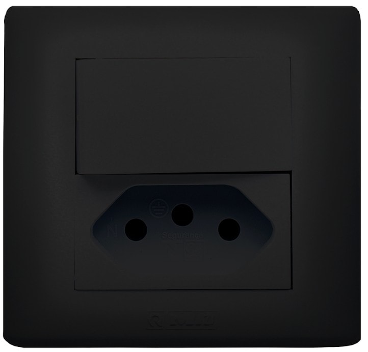 Tomada Dupla 20A com 2 Pinos + Terra Sobrepor Preto Jeri Romazi