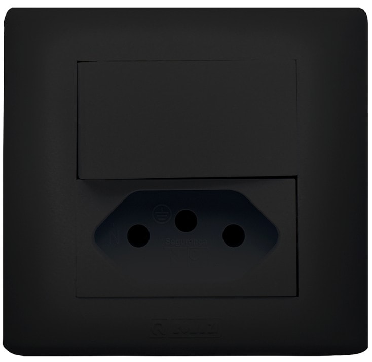 Interruptor Simples + Tomada 20A Sobrepor Preto Jeri Romazi