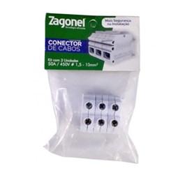 Kit Conector para Chuveiro com 3 unidades Branco Zagonel