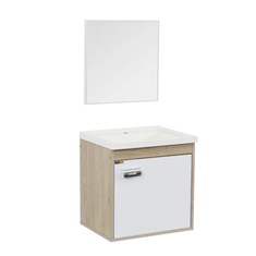 Kit Gabinete Capella para Banheiro com Espelho 41x40x31,5cm Berlin e Branco Cerocha