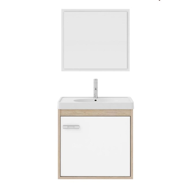 Kit Gabinete Capella para Banheiro com Espelho 41x40x31,5cm Munique e Branco Cerocha
