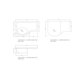 Lavatório Esmaltado 67x45 Esquerdo Branco Decoralita
