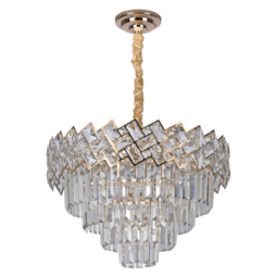 Lustre Com Cristais 8E14 56cm Dourado Luxmundo