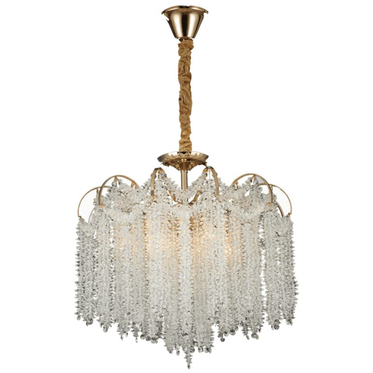 Lustre Com Cristais 9E14 37cm Dourado Luxmundo