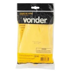 Luva Látex Pequena Antiderrapante com Forro Amarelo Vonder