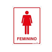 Placa de Sinalização Autoadesiva Banheiro \"Feminino\" 20x15cm Bemfixa