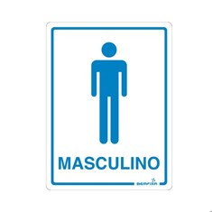 Placa de Sinalização Autoadesiva Banheiro \"Masculino\" 20x15cm Bemfixa