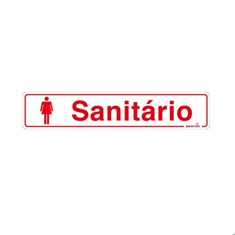 Placa de Sinalização Autoadesiva \"Sanitário\" Figura Feminina 25x5cm Bemfixa