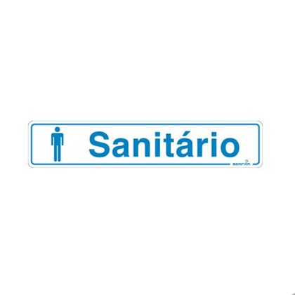 Placa de Sinalização Autoadesiva \"Sanitário\" Figura Masculina 25x5cm Bemfixa
