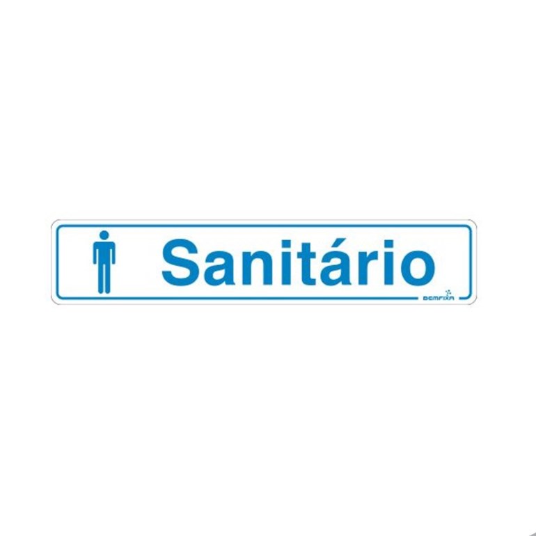 Placa de Sinalização Autoadesiva \"Sanitário\" Figura Masculina 25x5cm Bemfixa