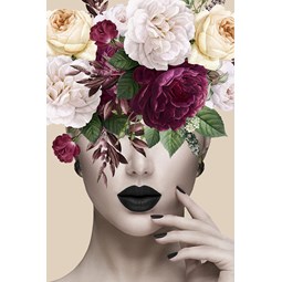 Quadro C/Vidro 40X60 Mulher Com Flores Art Conceito