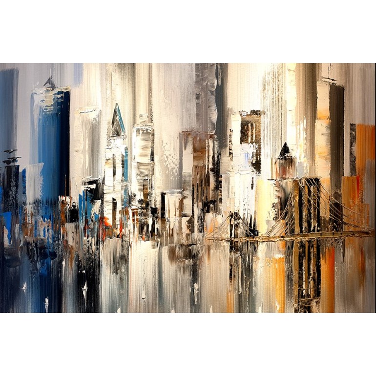 Quadro c/ Vidro 60x90 Pintura Cidade Art Conceito
