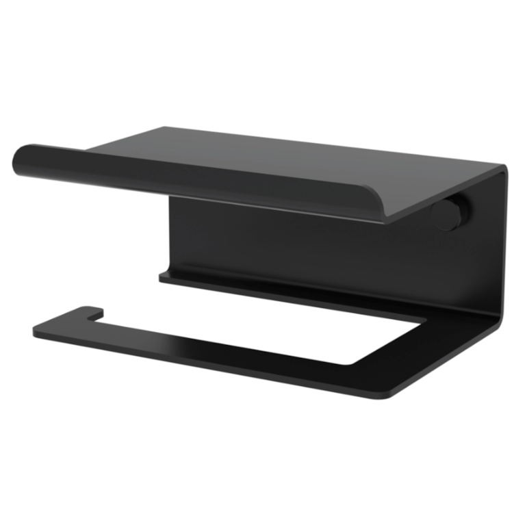 Suporte Para Papel Higiênico e Porta Objetos 14cm Preto Fosco Future
