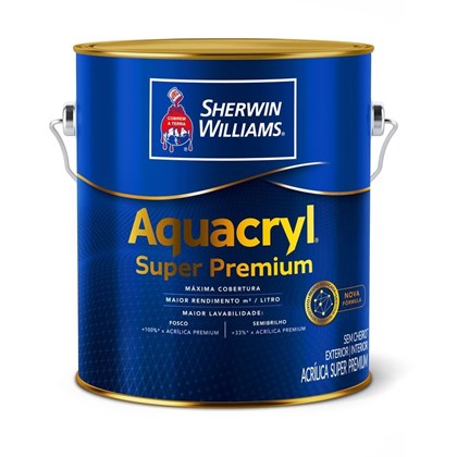 Tinta Acrílica Super Premium Aquacryl Fosca 3,6 Litros Branco Sherwin Williams