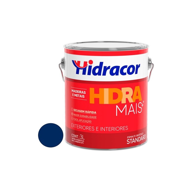 Tinta Hidra Mais Esmalte Sintético 3,0 Litros Azul Del Rey Hidracor