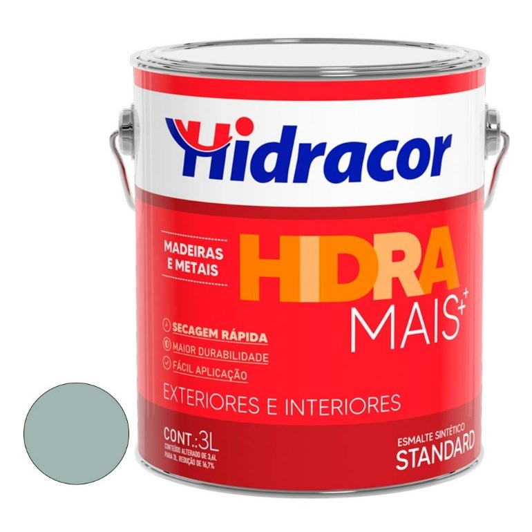 Tinta Hidra Mais Esmalte Sintético 3,0 Litros Cinza Platina Hidracor