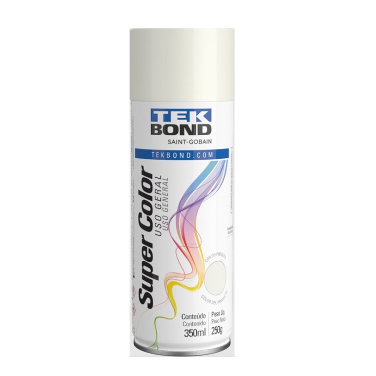 Tinta Spray Uso Geral 350ml Branco Brilhoso Tekbond