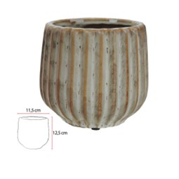 Vaso Cerâmica 12,5Cm Bege Flor Arte