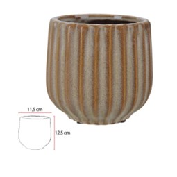 Vaso Cerâmica 12,5Cm Marrom Flor Arte